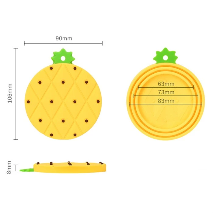 Pet Cans Silicone Lids With Pineapple Shaped